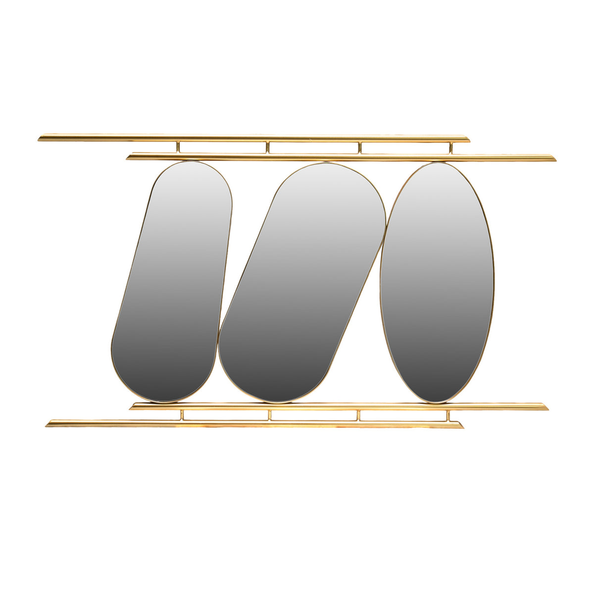 Modern European furniture - Gold 3‑Panel Oval Wall Mirror - www.oroa.com