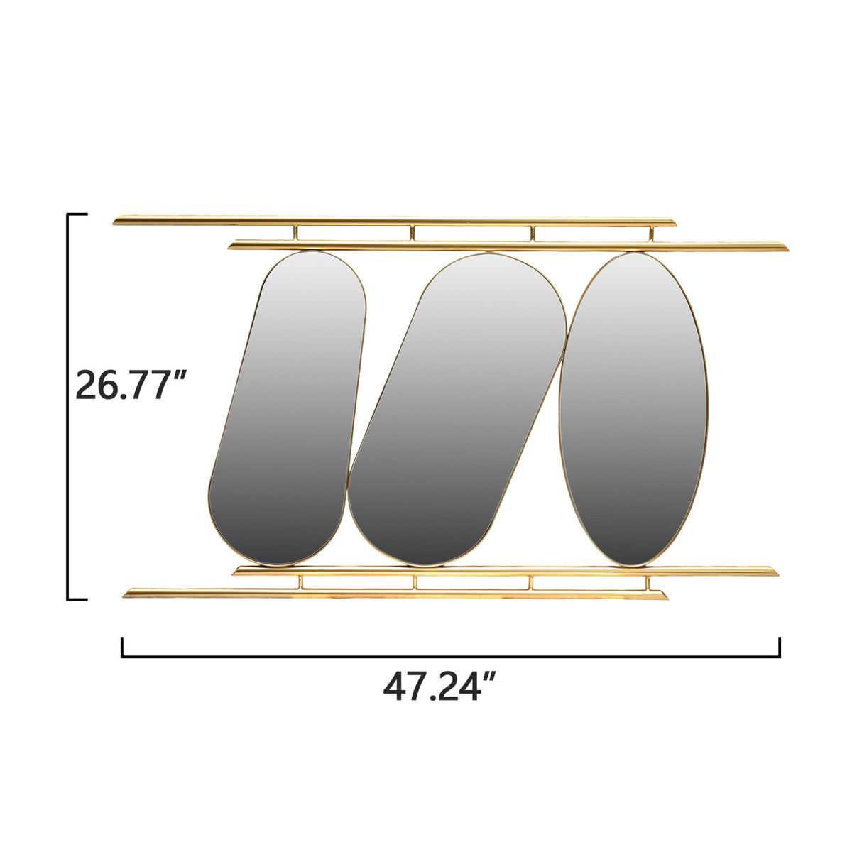 Modern European furniture - Gold 3‑Panel Oval Wall Mirror - www.oroa.com