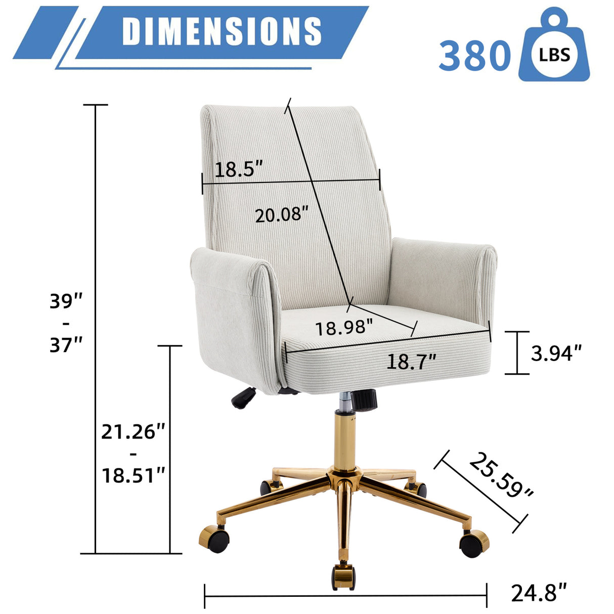 White Ergonomic Mid-Back Office Chair | OROA