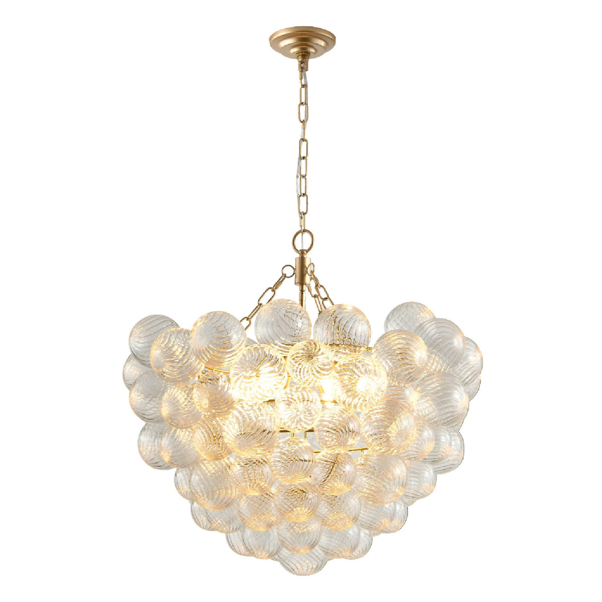Modern European furniture - Gold Chandelier with Ribbed Glass Globes - www.oroa.com