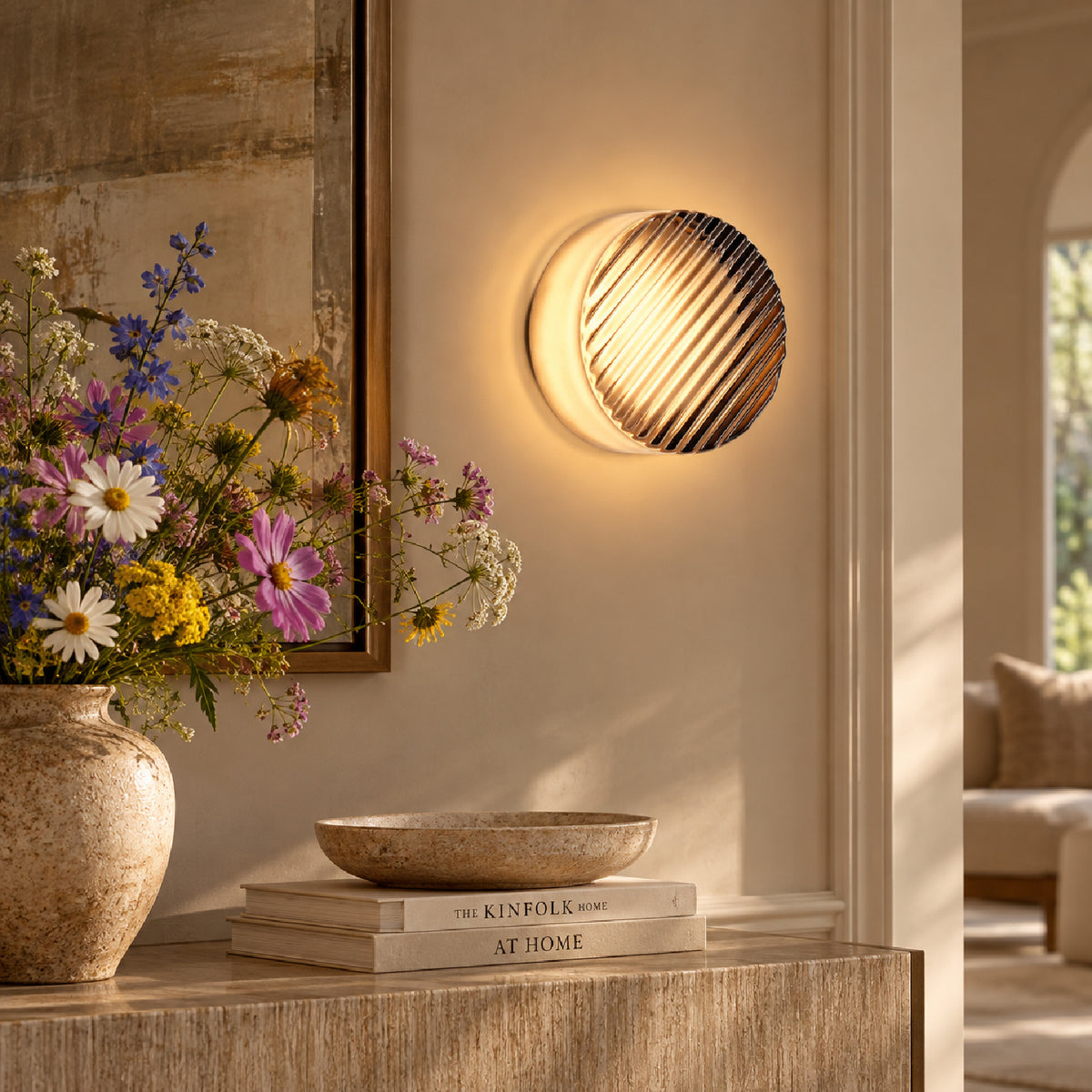 Modern Smoke Grey Striped Glass Led Wall Light by OROA