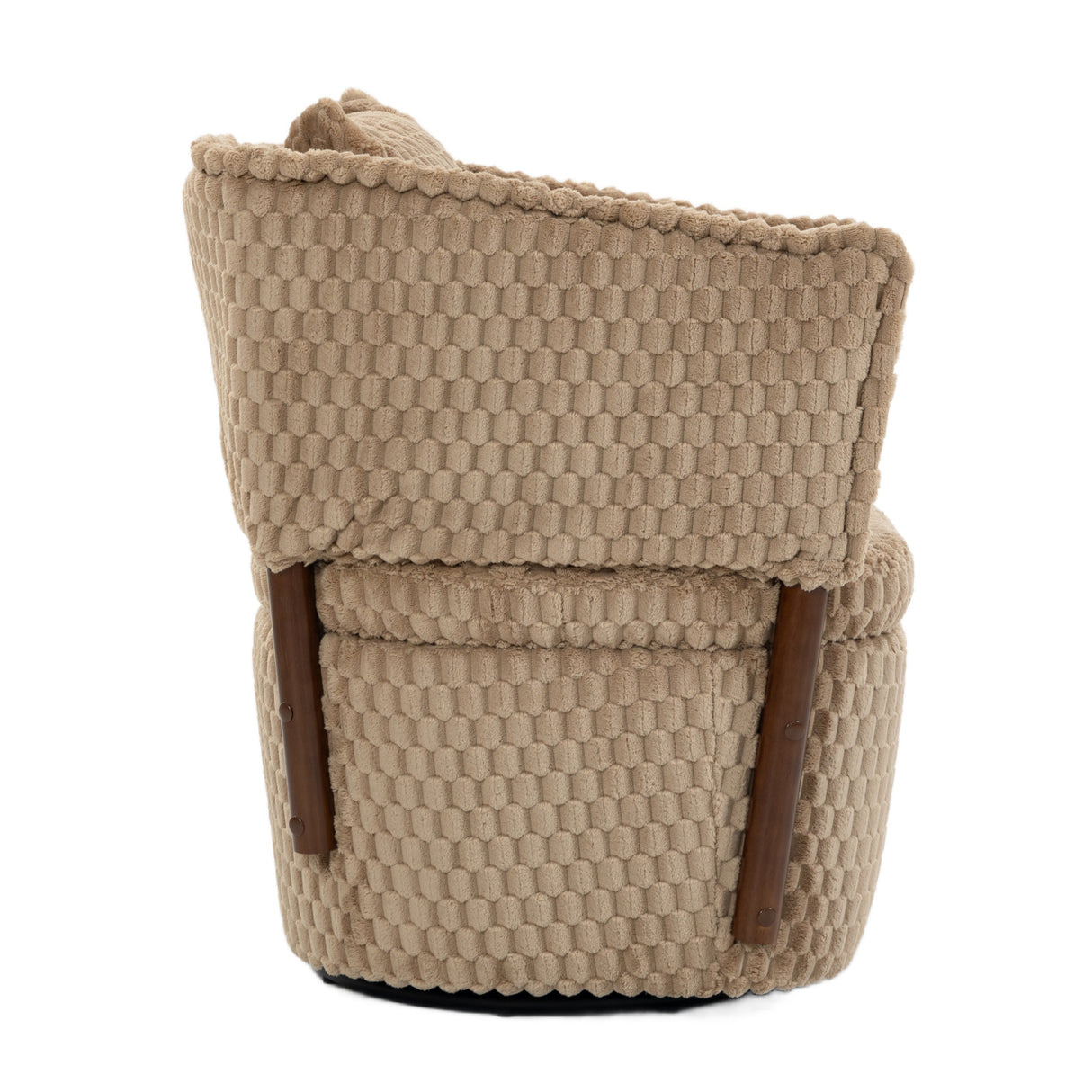Brown Mid-Century Upholstered Swivel Chair | OROA