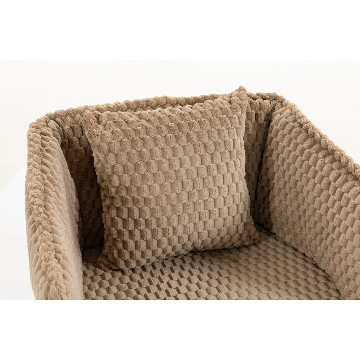 Brown Mid-Century Upholstered Swivel Chair | OROA
