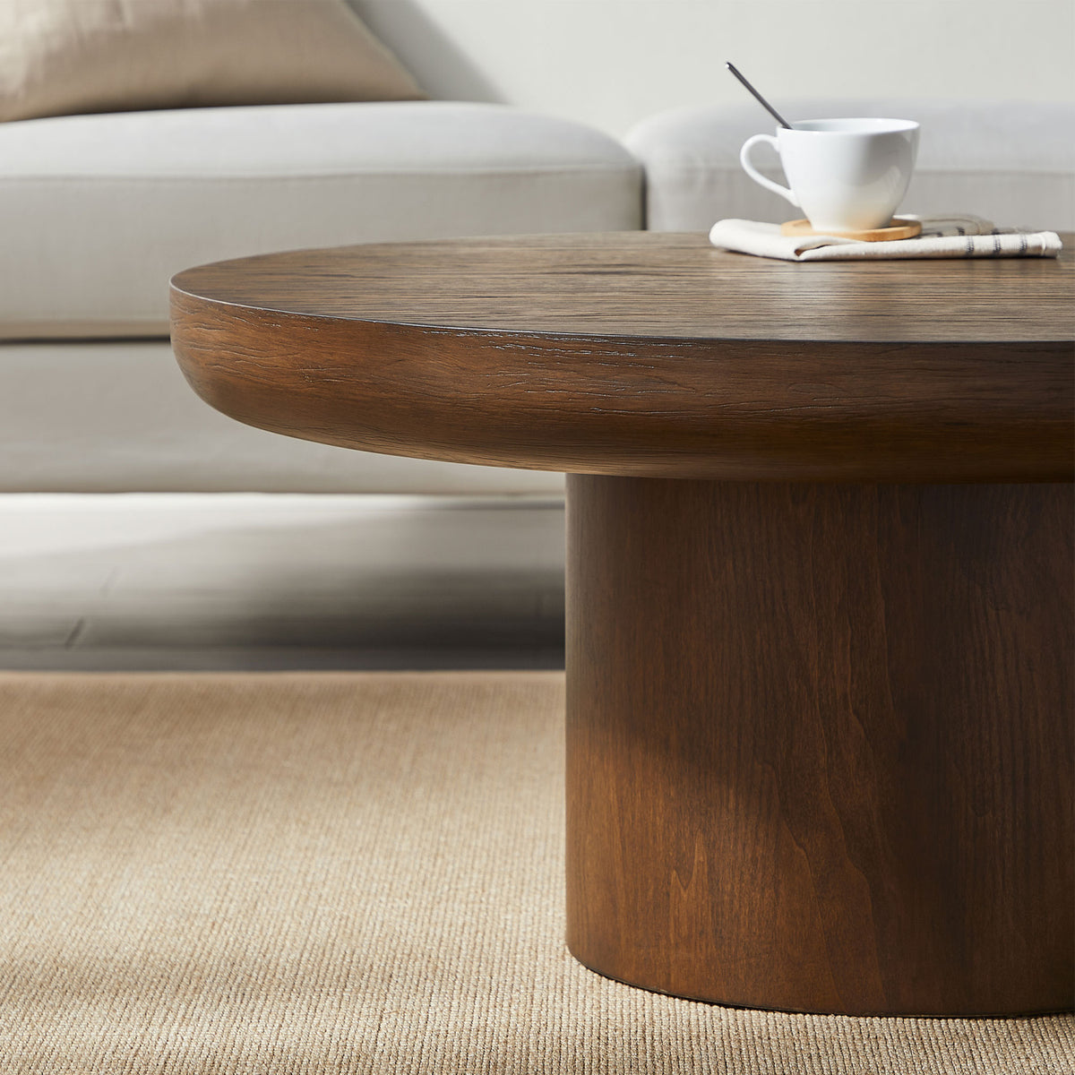 Wood Veneer Round Coffee Table | OROA