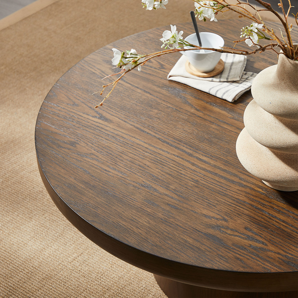 Wood Veneer Round Coffee Table | OROA