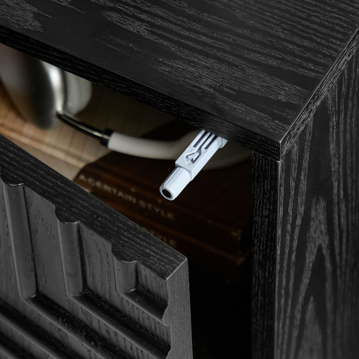 Black Wooden Nightstand Set (2) | OROA