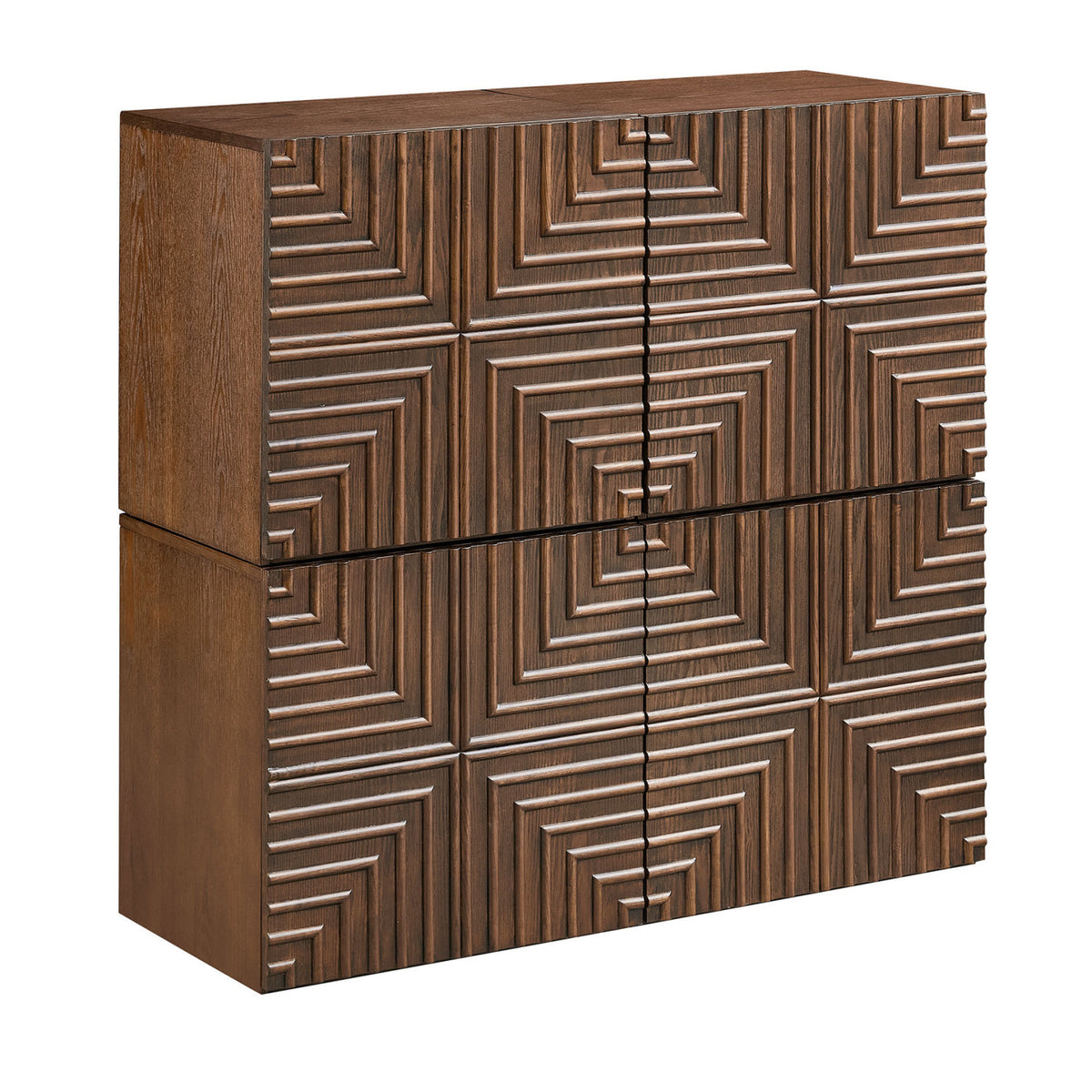 Modern European furniture - Geometric Embossed Relief Nightstand - www.oroa.com