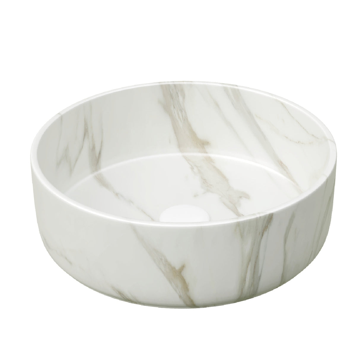 14" White Round Vessel Ceramic Sink | OROA