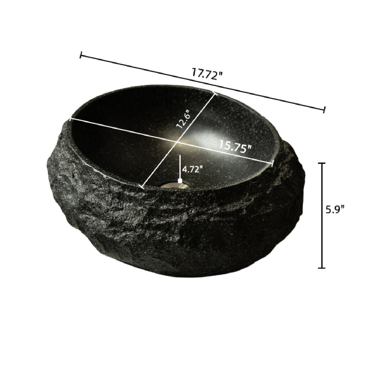 Oval Resin Dark Gray Bathroom Sink | OROA