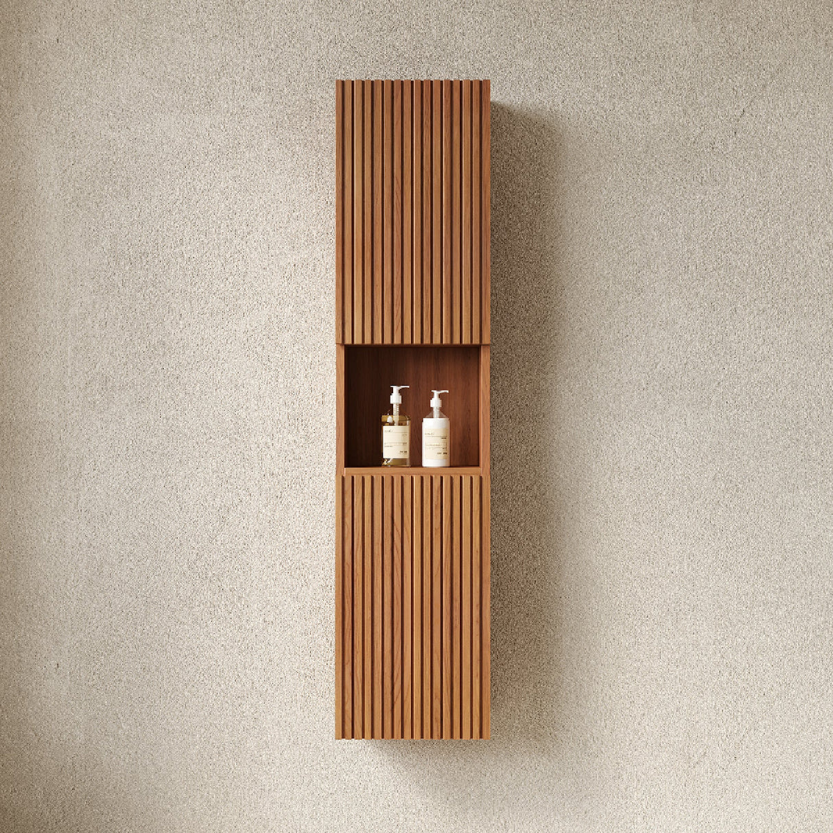 Modern European furniture - 59" Brown Oak Tall Bathroom Storage Cabinet - www.oroa.com