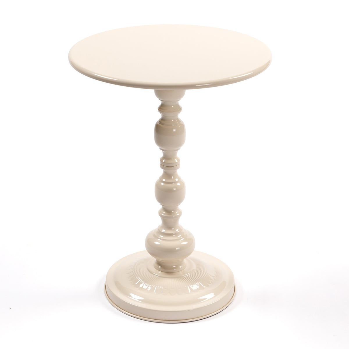Modern European furniture - Vintage Cream White Metal Round Side Table - www.oroa.com