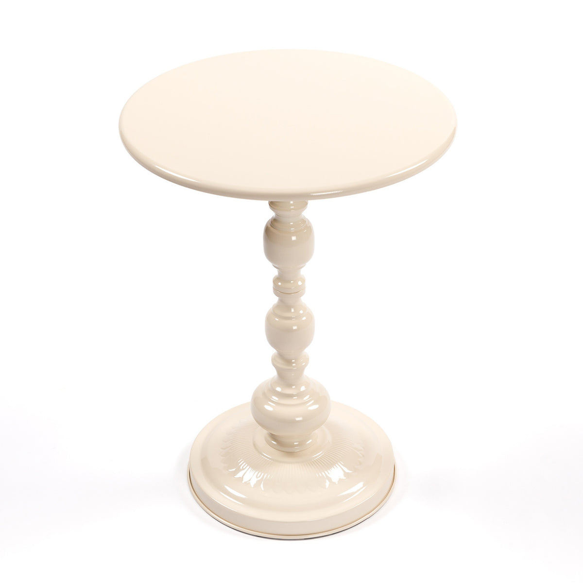 Modern European furniture - Vintage Cream White Metal Round Side Table - www.oroa.com