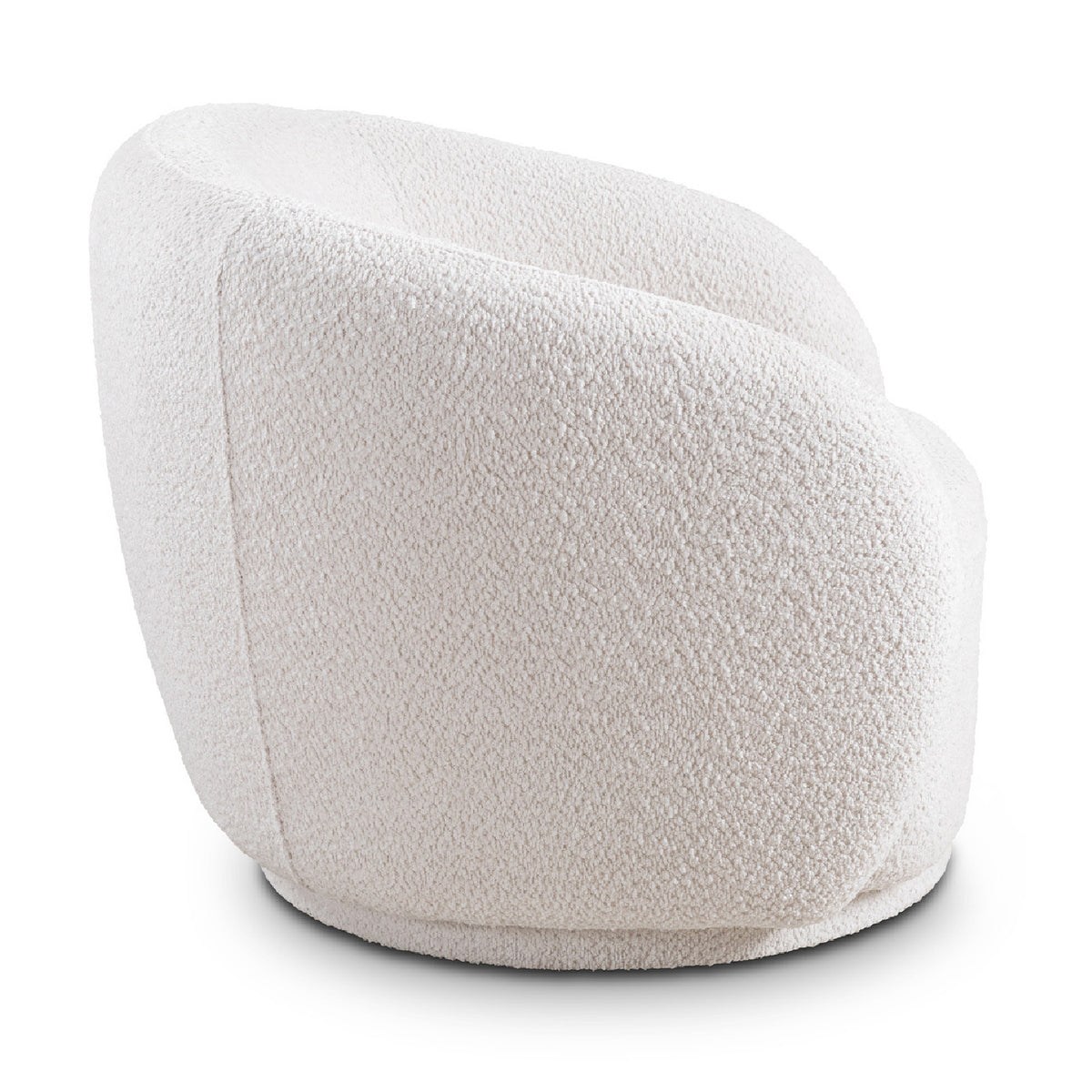 White Boucle Upholstered Swivel Barrel Accent Chair | OROA