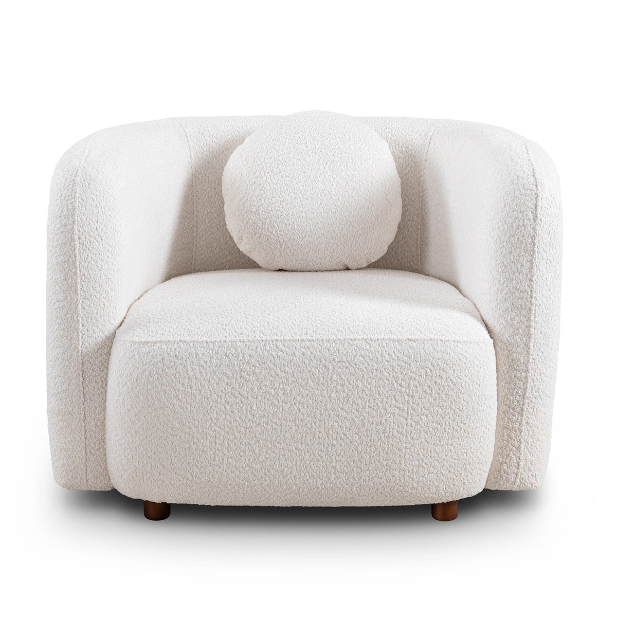 White Boucle Upholstered Barrel Chair | OROA
