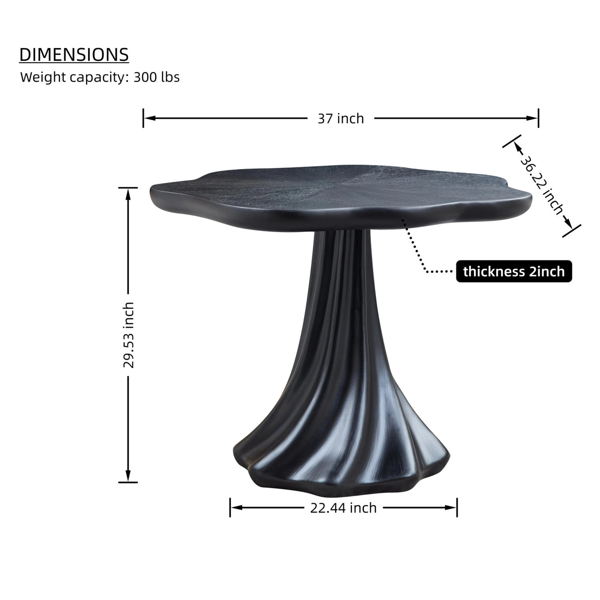 Black Sculptural Petal Dining Table | OROA