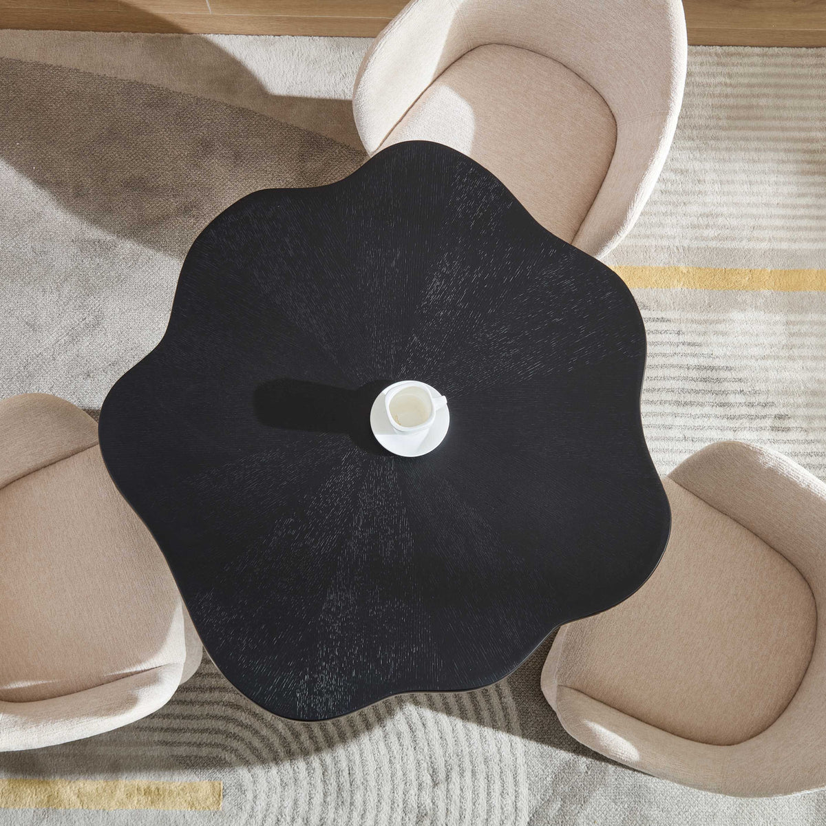 Black Sculptural Petal Dining Table | OROA