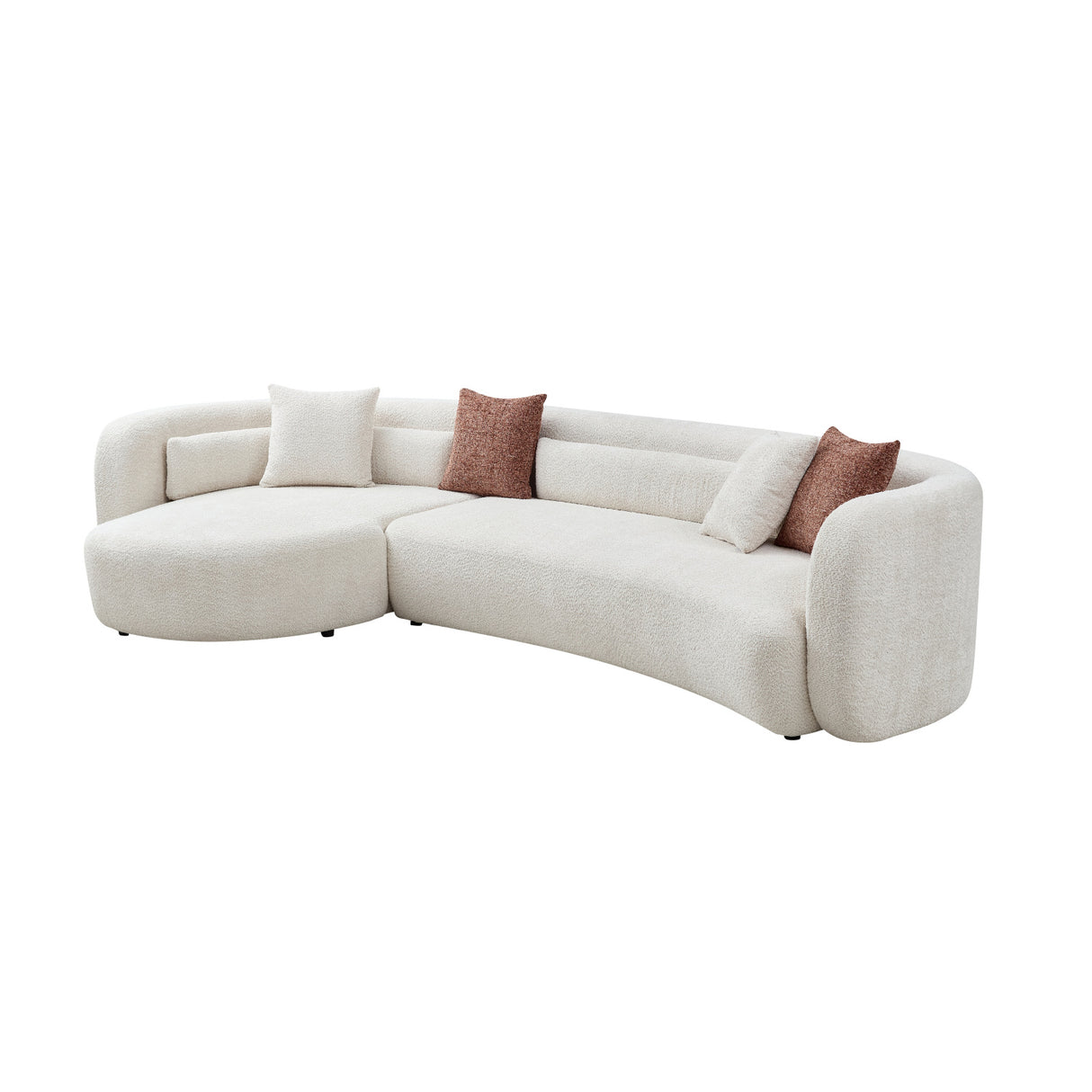 Light Beige Curved Boucle Sectional Sofa | OROA