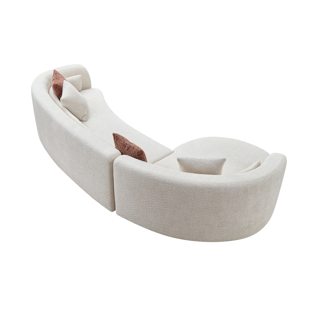 Light Beige Curved Boucle Sectional Sofa | OROA