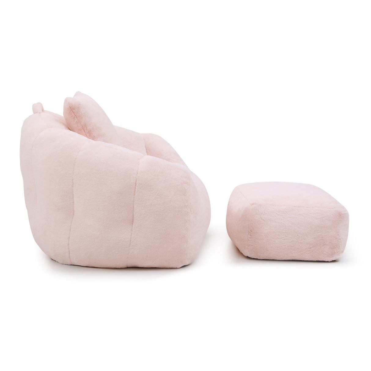 Fur Shell-Shaped Chair with Footstool | OROA