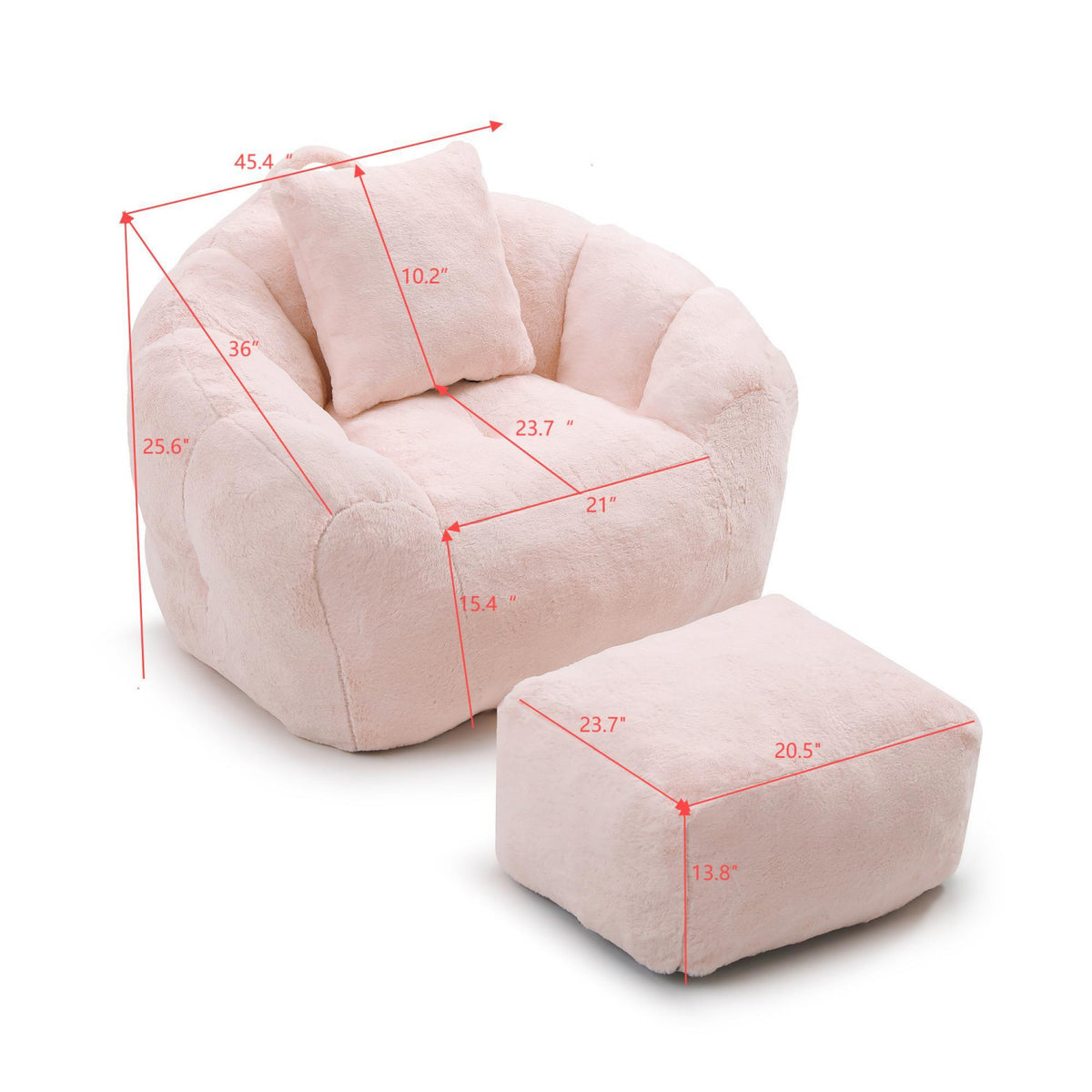 Fur Shell-Shaped Chair with Footstool | OROA
