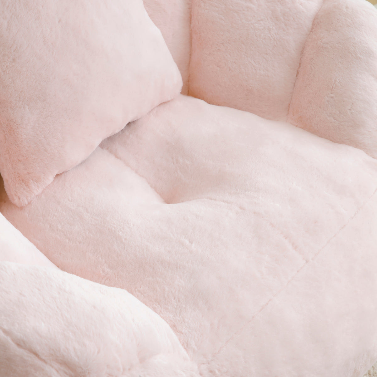 Fur Shell-Shaped Chair with Footstool | OROA