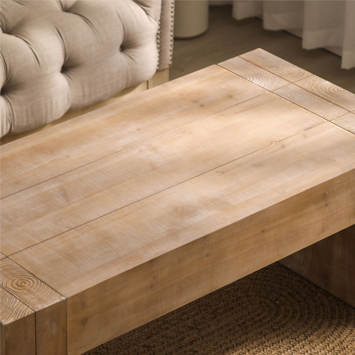 Rustic Rectangular Wood Coffee Table | OROA