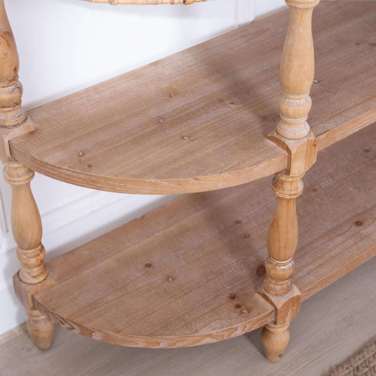 Modern European furniture - Handcrafted Wood Console Table with Woven Trim - www.oroa.com