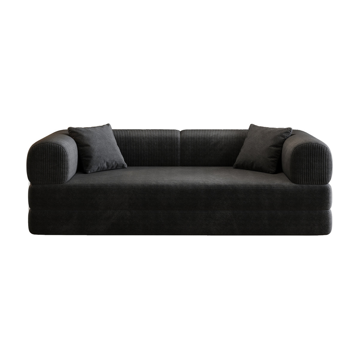 Modern European furniture - Black Corduroy Convertible Floor Sofa Bed - www.oroa.com