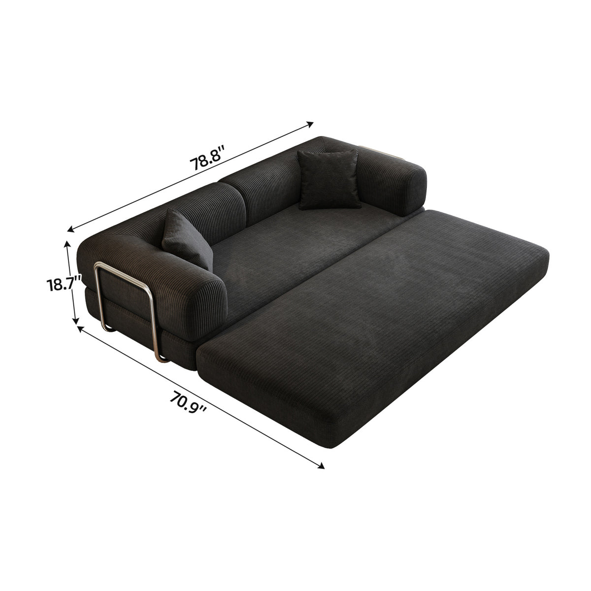 Modern European furniture - Black Corduroy Convertible Floor Sofa Bed - www.oroa.com
