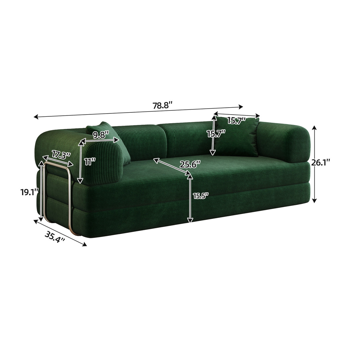 Green Corduroy Convertible Floor Sofa Bed | OROA