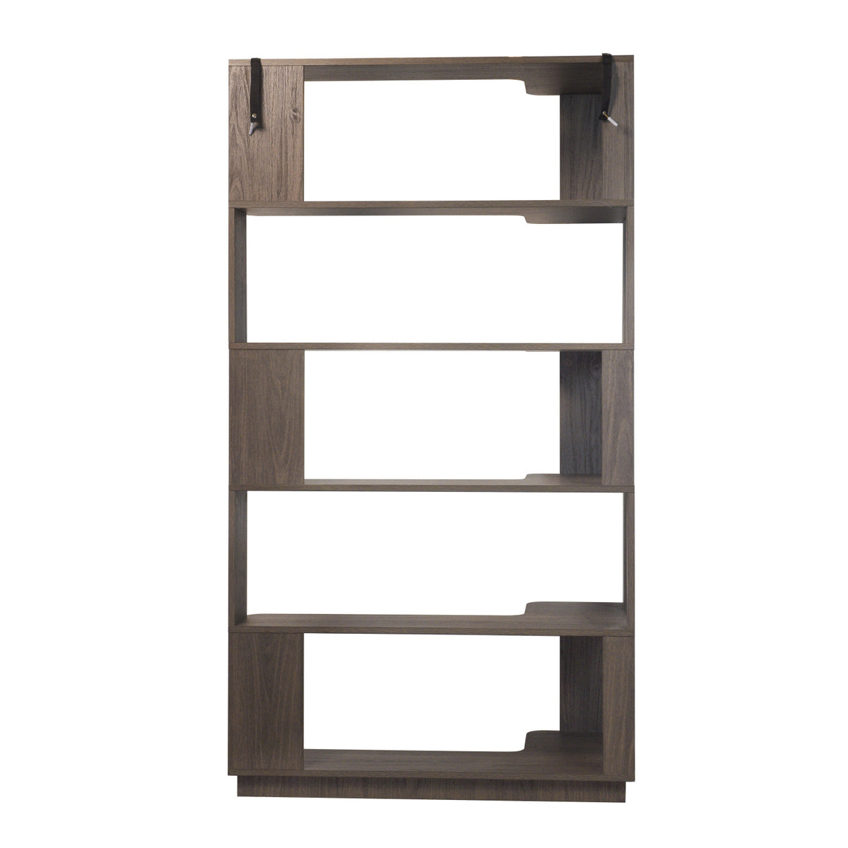 Dark Brown 5-Tier L-Shaped Corner Bookshelf | OROA