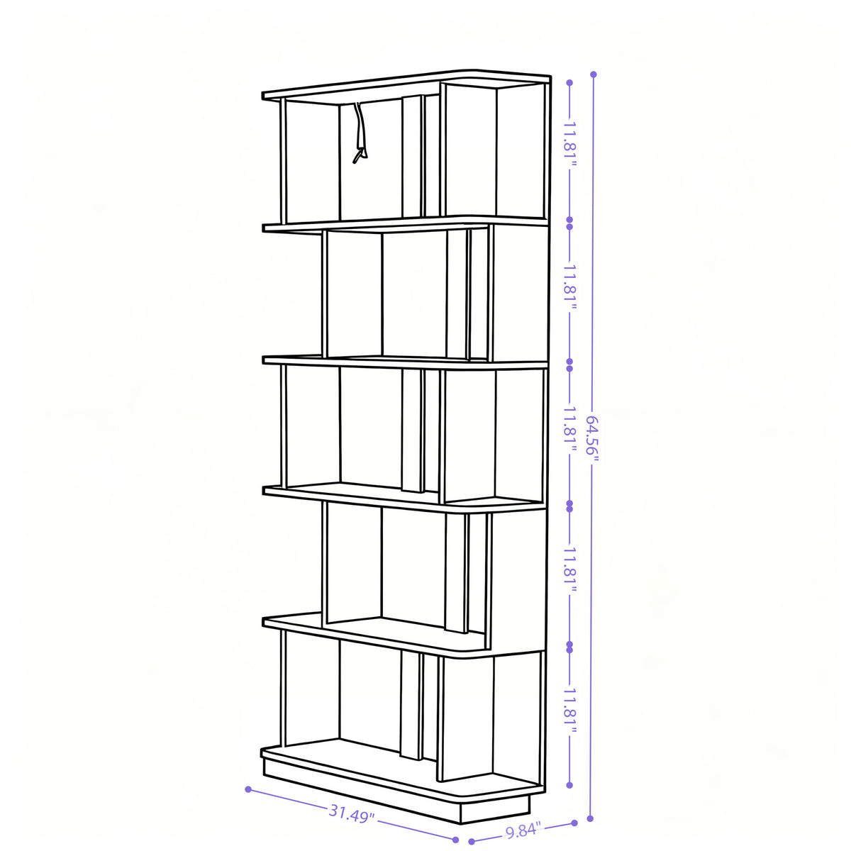Modern European furniture - 5-Tier Dark Brown Oak Bookcase - www.oroa.com