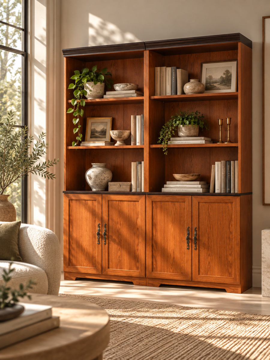 Modern European furniture - Dark Oak Freely Combine Adjustable Storage Bookcases (2) - www.oroa.com