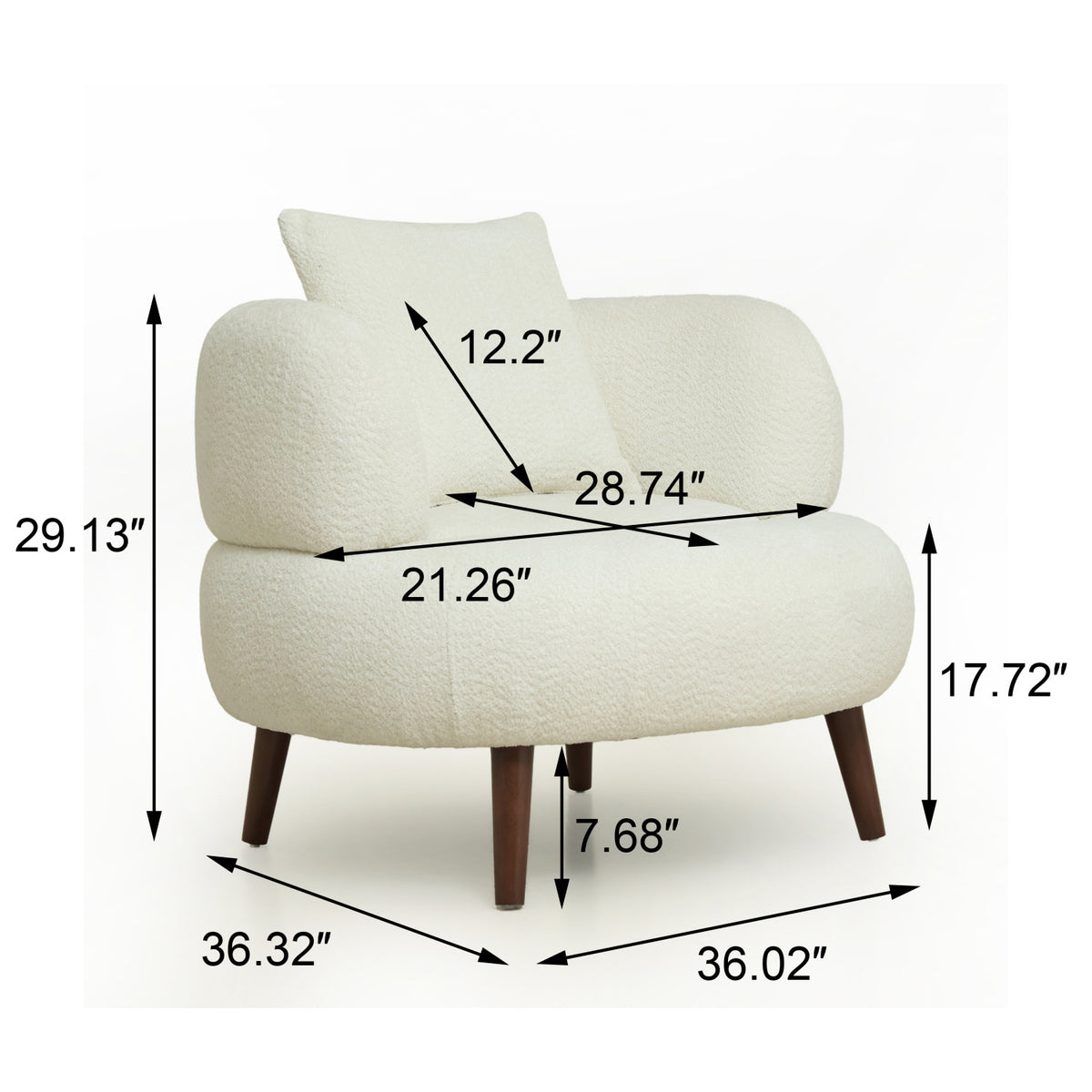 Nordic White Chenille Bucket Chair with Ottoman | OROA