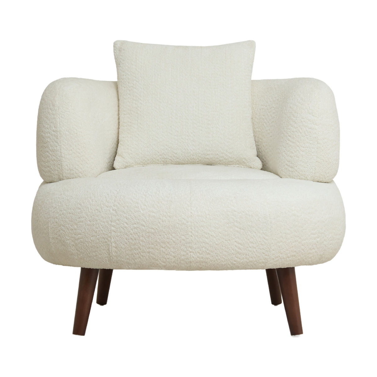 Nordic White Chenille Bucket Chair with Ottoman | OROA