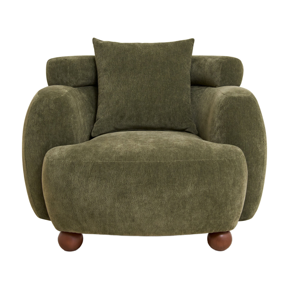 Nordic Olive Green Chenille Bucket Club Chair | OROA
