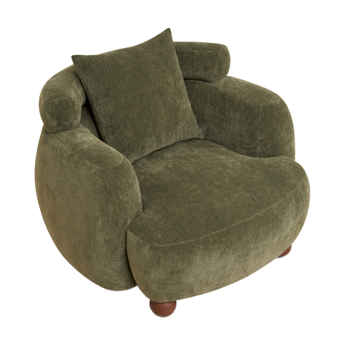 Nordic Olive Green Chenille Bucket Club Chair | OROA
