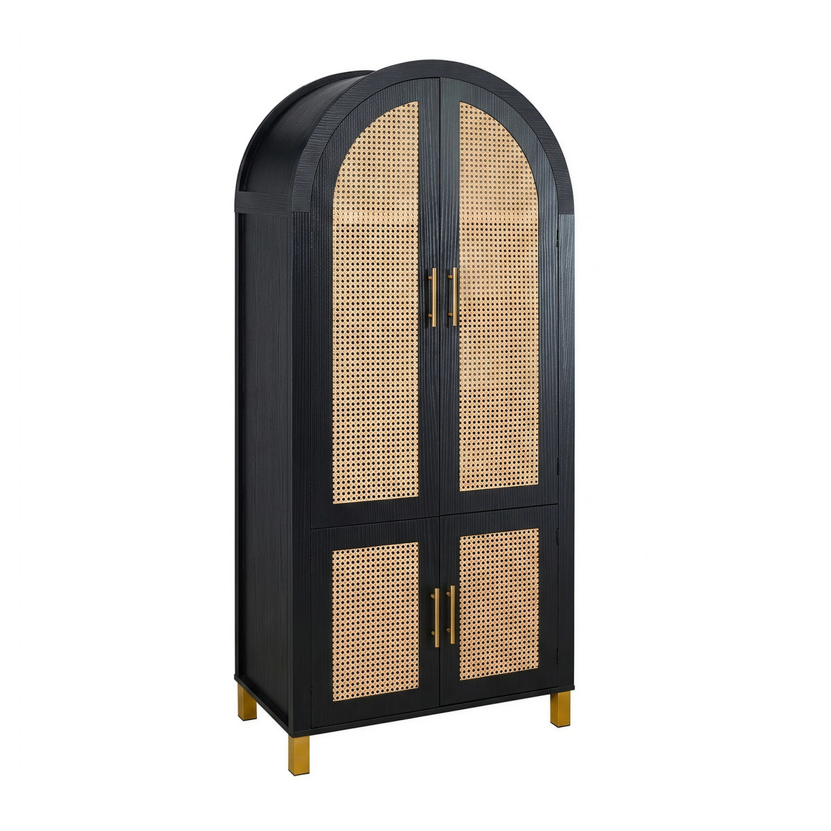 Modern European furniture - Black Arched Cabinet with Rattan Doors - www.oroa.com