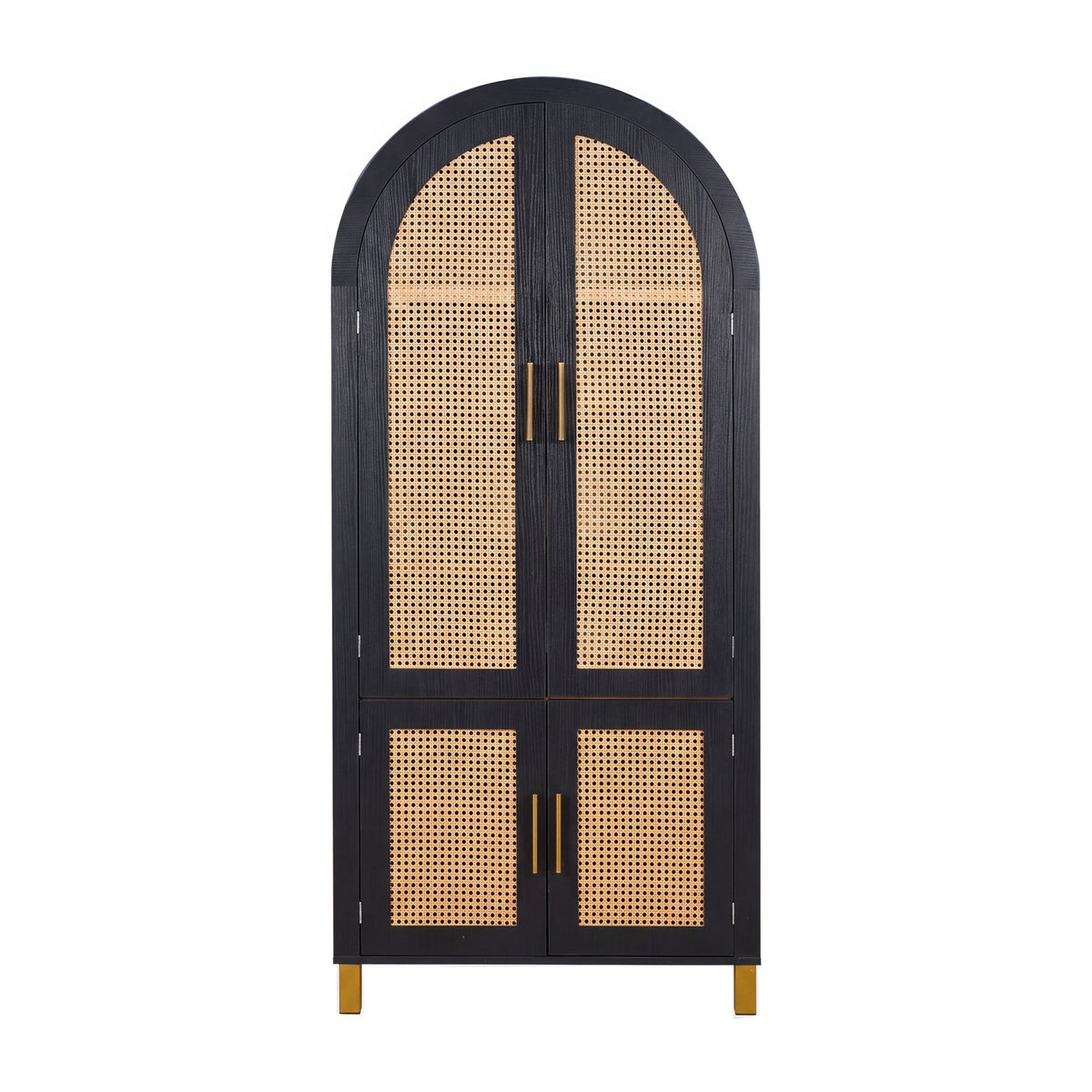 Modern European furniture - Black Arched Cabinet with Rattan Doors - www.oroa.com