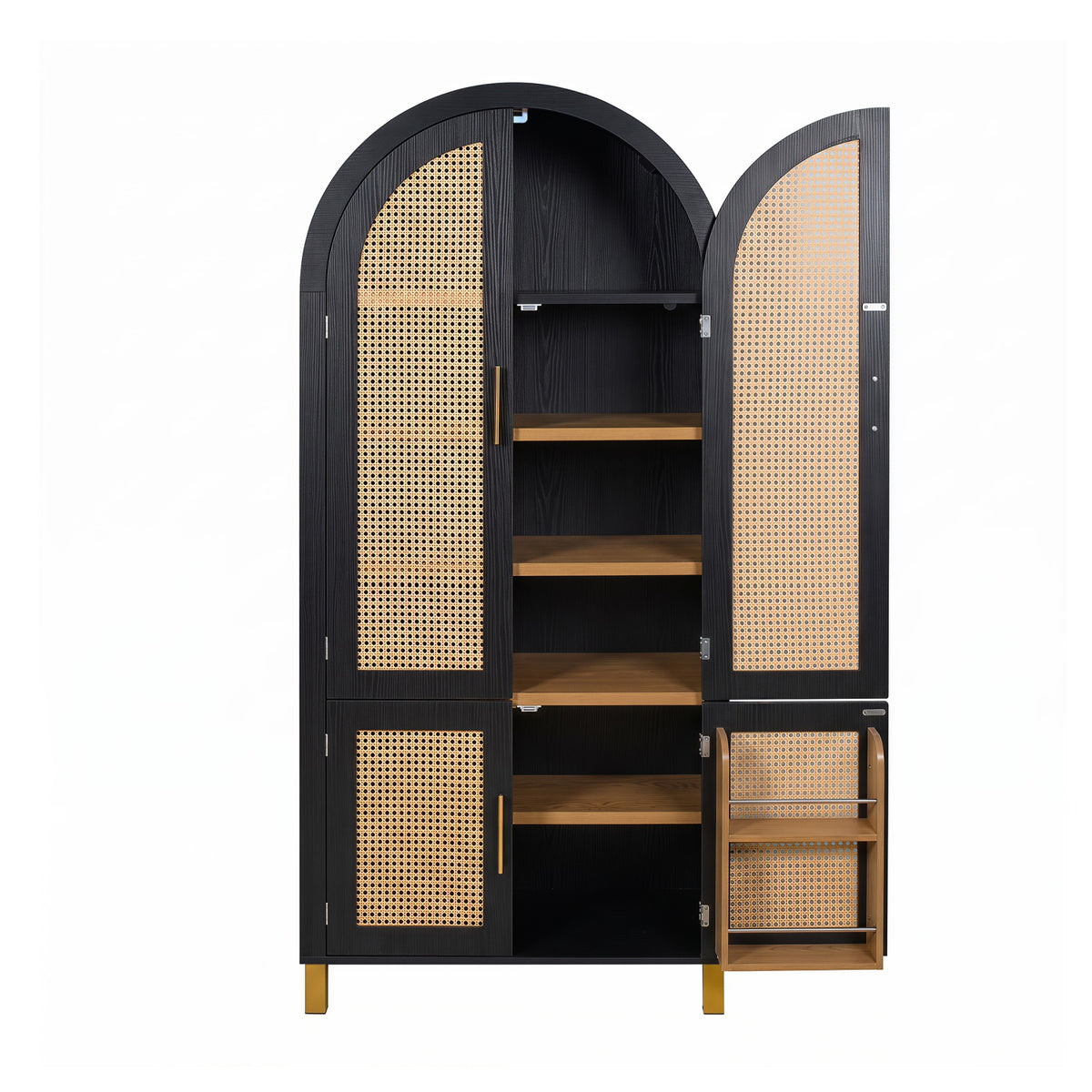 Modern European furniture - Black Arched Cabinet with Rattan Doors - www.oroa.com