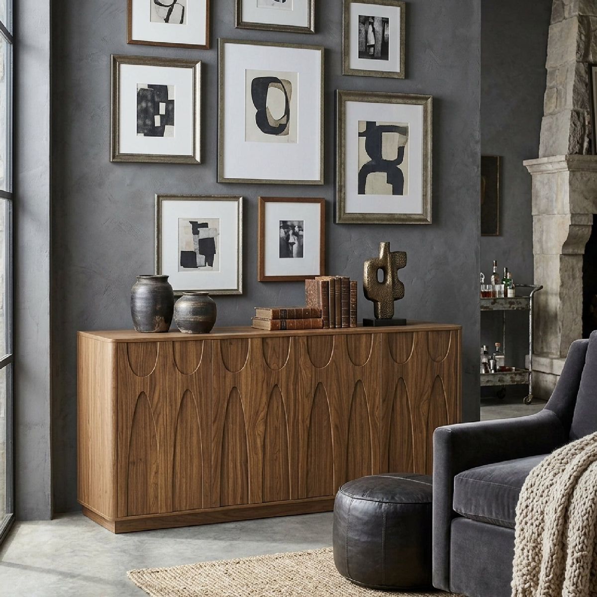 Modern European furniture - Walnut Minimalist Sideboard - www.oroa.com