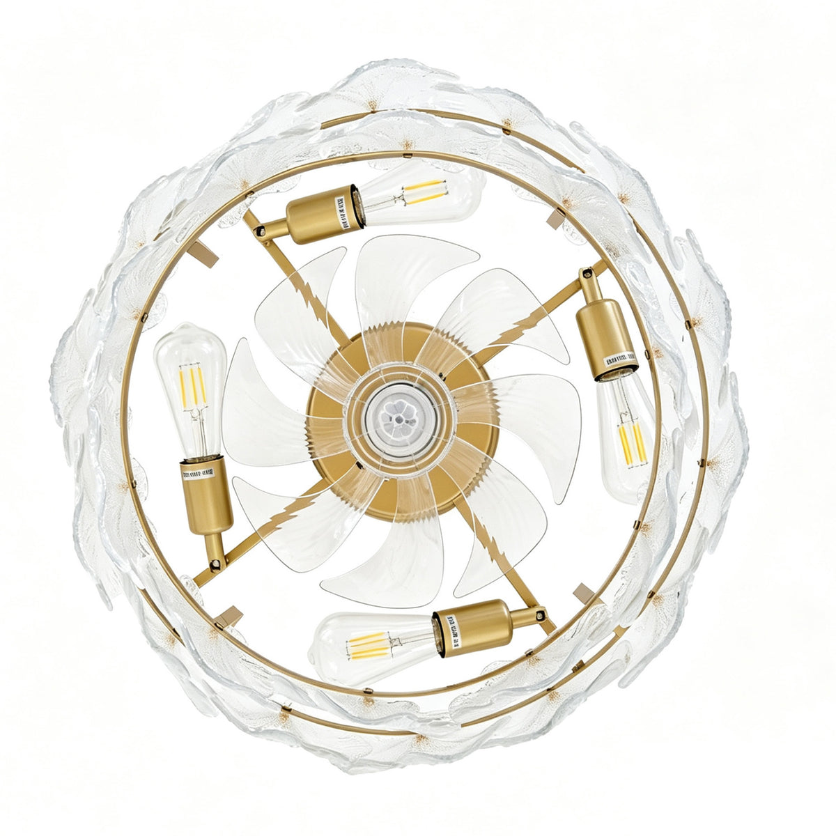 Floral Glass Ceiling Lamp with Fan | OROA