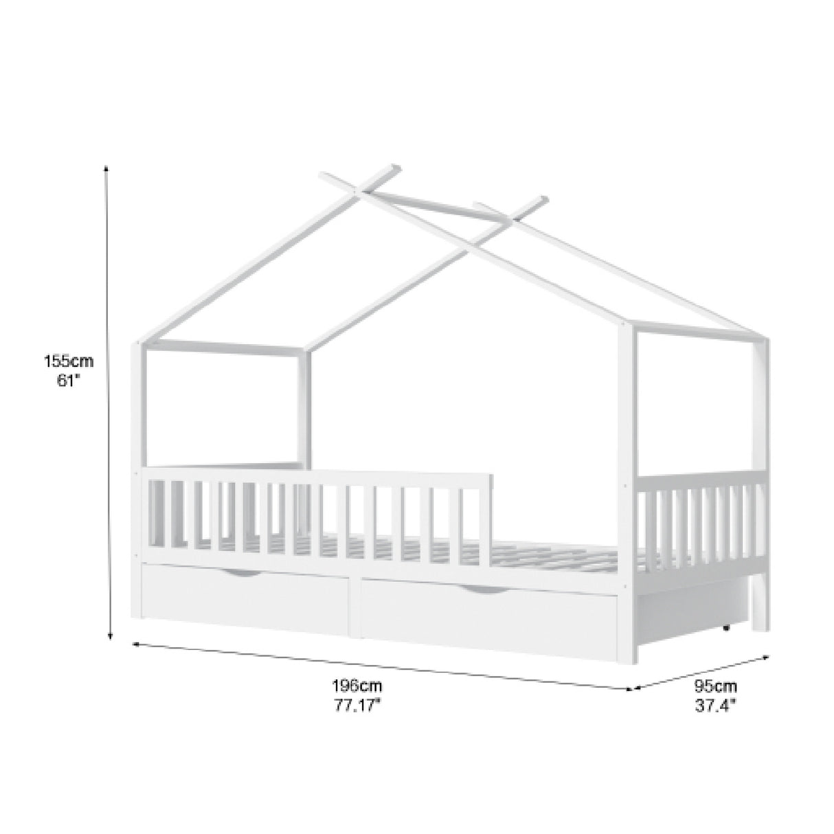Full House Bed with Drawers | OROA Kids