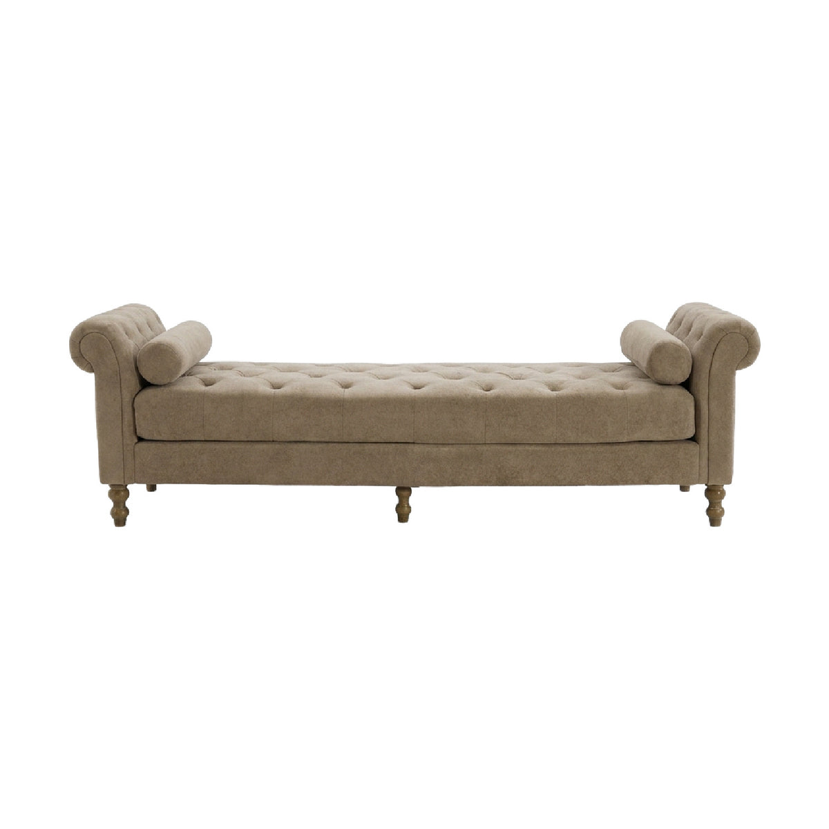 Taupe Chenille Upholstered Daybed Bench | OROA