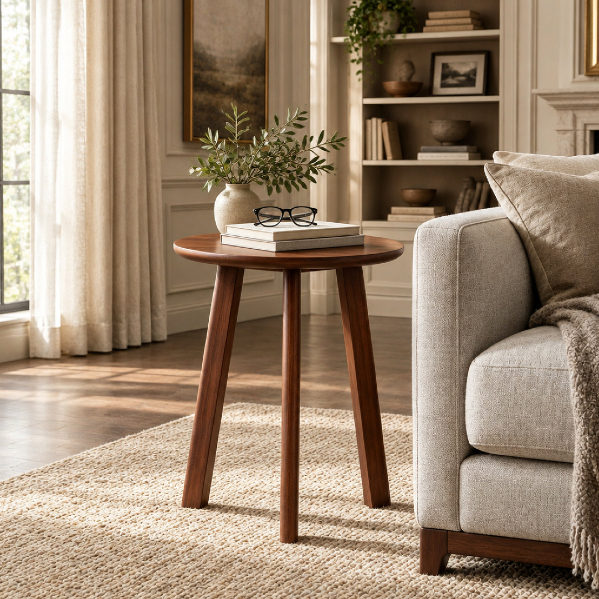 Modern European furniture - 3-Leg Solid Wood End Table - www.oroa.com