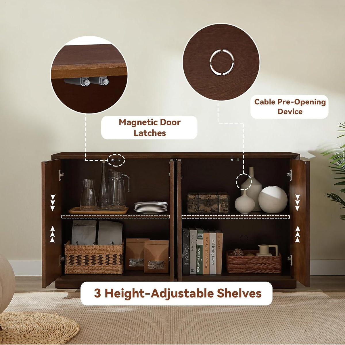 4-Door Ash Veneer Accent Cabinet | OROA