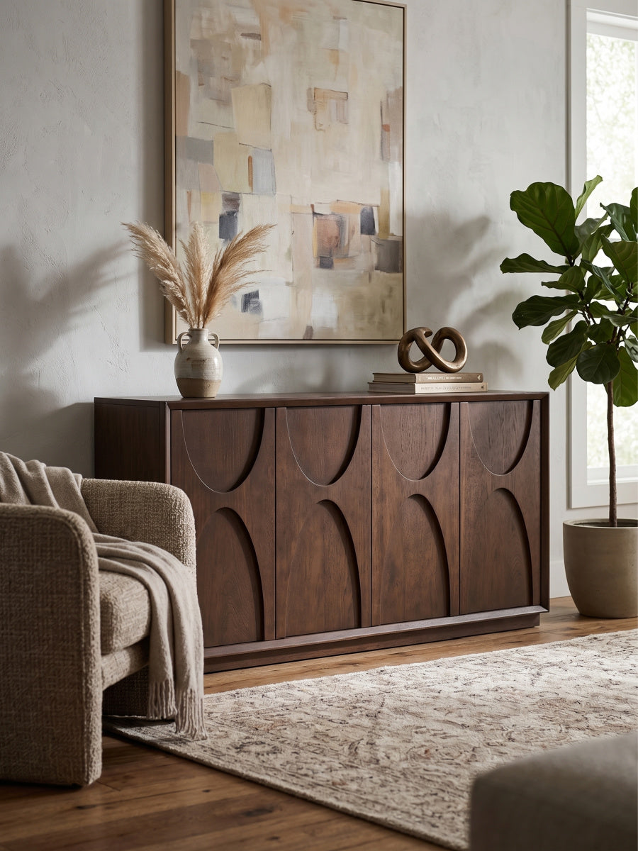 4-Door Ash Veneer Accent Cabinet | OROA