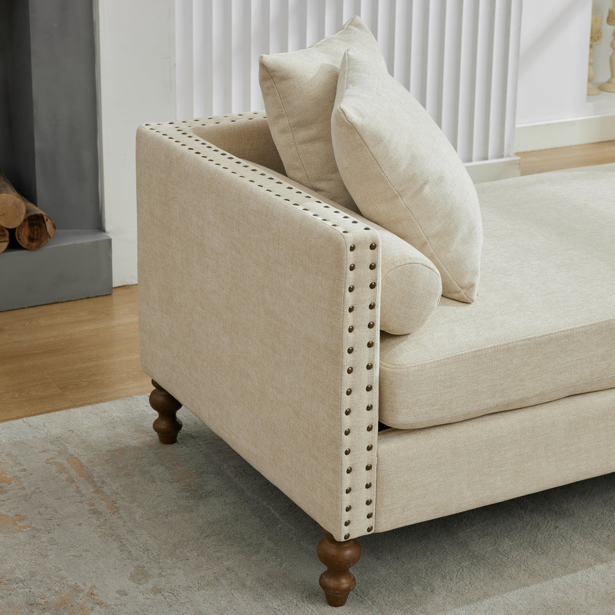 Modern European furniture - Beige Upholstered Chaise Lounge - www.oroa.com