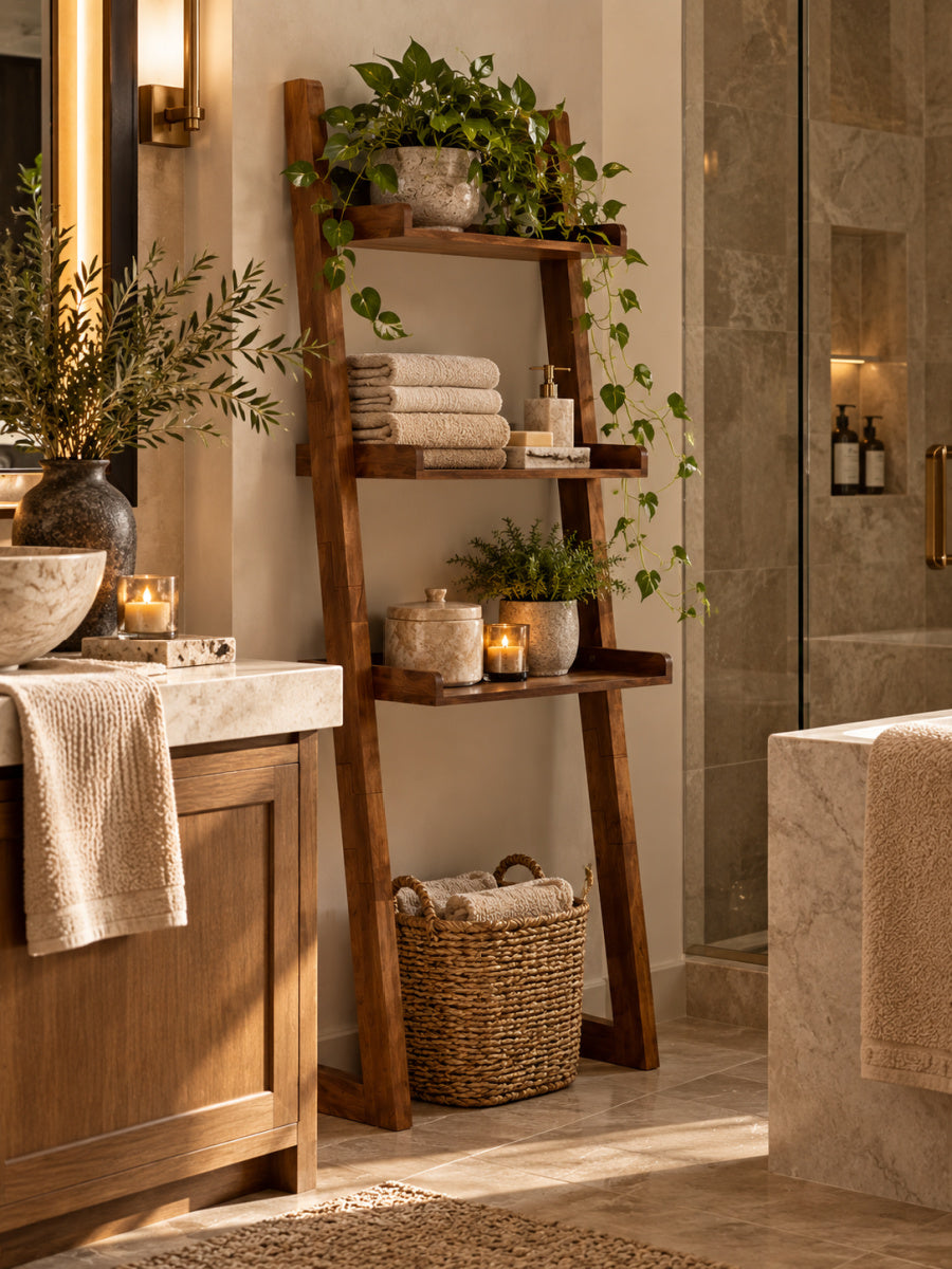 Freestanding Wood Bathroom Shelf | OROA