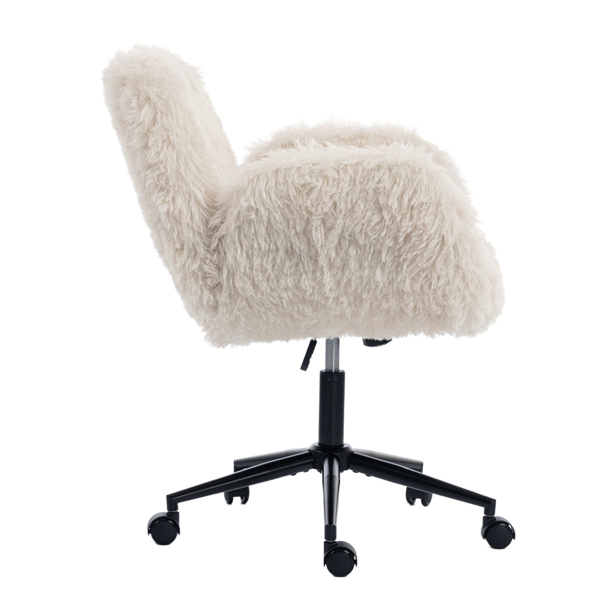 Beige Lamb Wool Ergonomic Swivel Office Chair | OROA